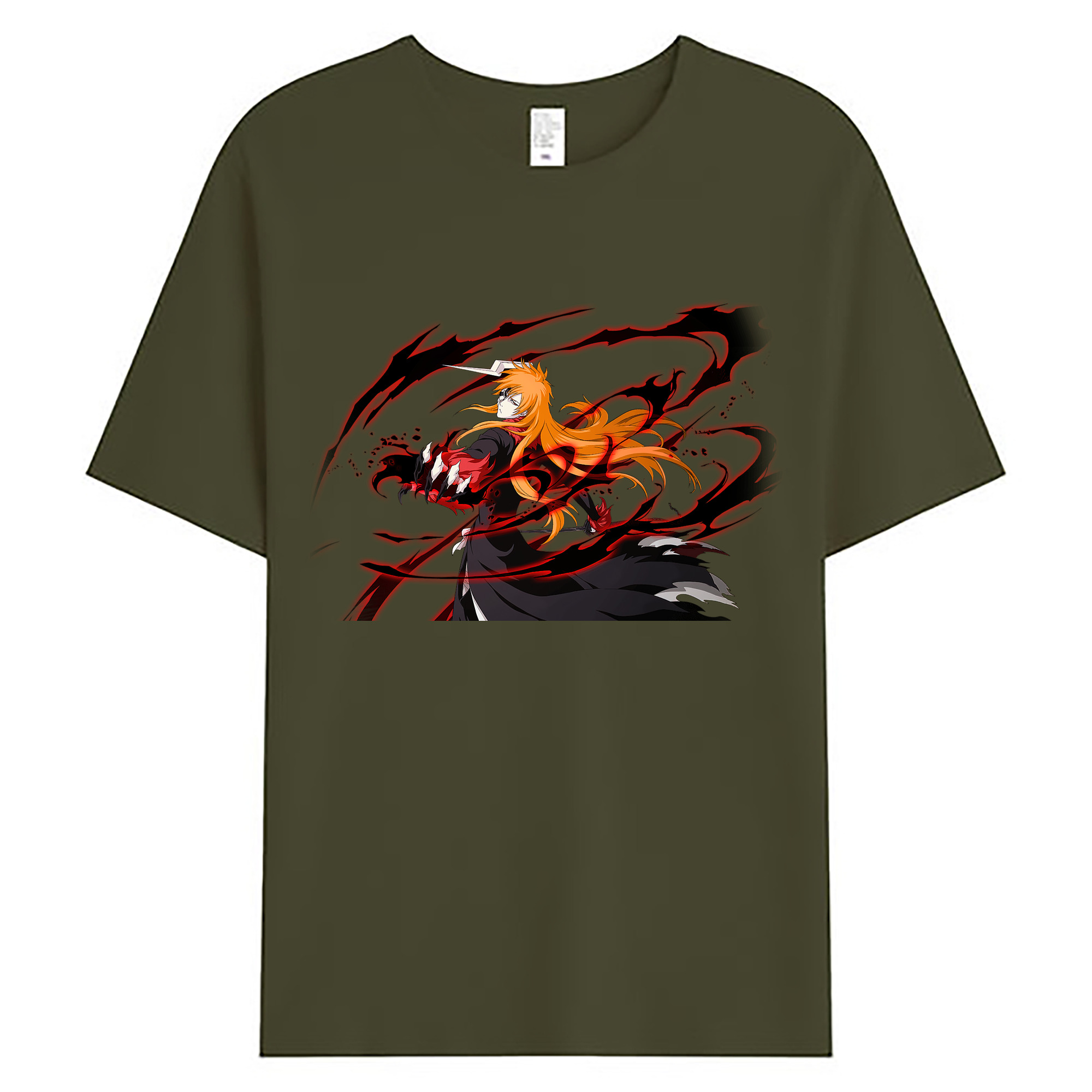 （画像用） ブリーチ 黒崎一護（くろさき いちご）BLEACH Kurosaki Ichigo 綿100％ メンズ半袖Tシャツ｜肌触りやわらか＆通気性